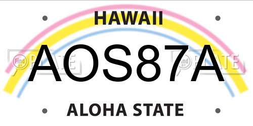 AOS87A Hawaii License Plate