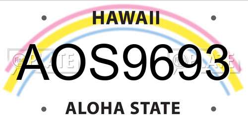 AOS9693 Hawaii License Plate