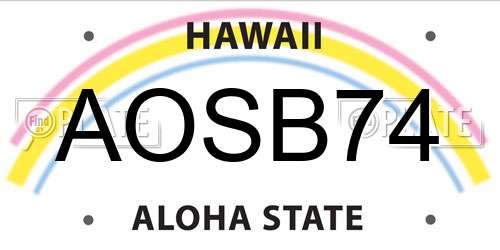 AOSB74 Hawaii License Plate