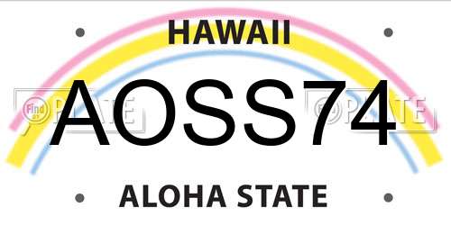 AOSS74 Hawaii License Plate