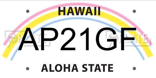 AP21GF Hawaii License Plate