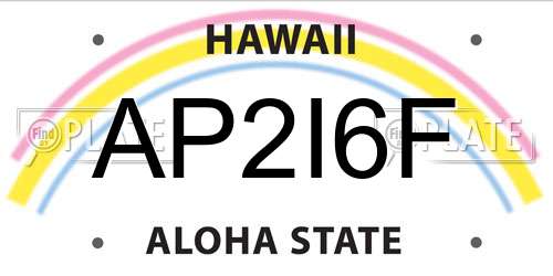 AP2I6F Hawaii License Plate