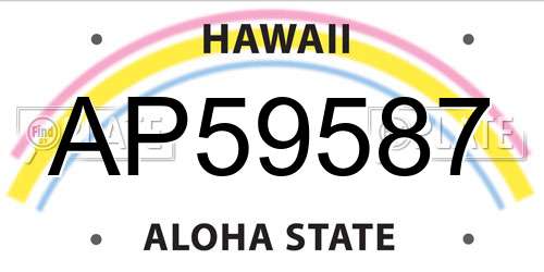 AP59587 Hawaii License Plate