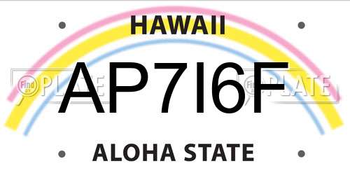 AP7I6F Hawaii License Plate