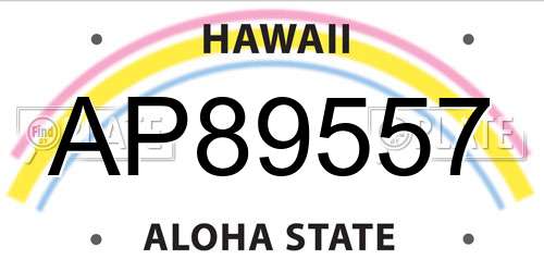 AP89557 Hawaii License Plate