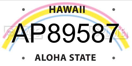 AP89587 Hawaii License Plate