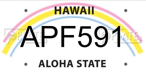 APF591 Hawaii License Plate
