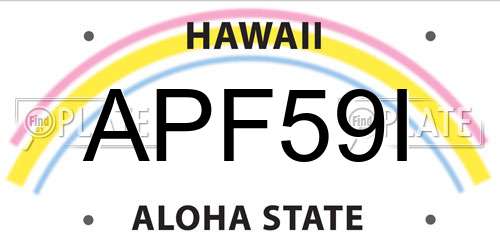 APF59I Hawaii License Plate