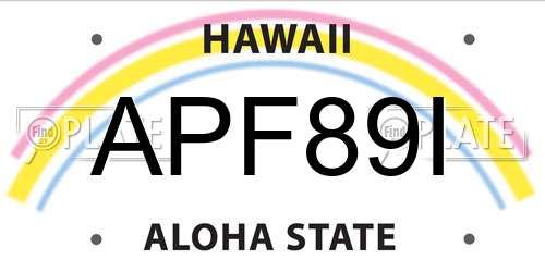 APF89I Hawaii License Plate