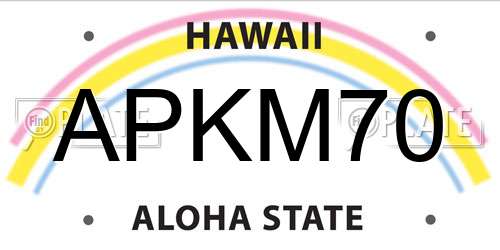 APKM70 Hawaii License Plate