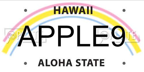 APPLE9 Hawaii License Plate