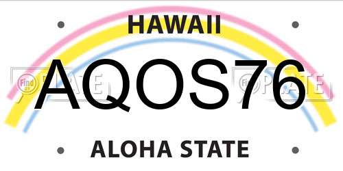 AQOS76 Hawaii License Plate