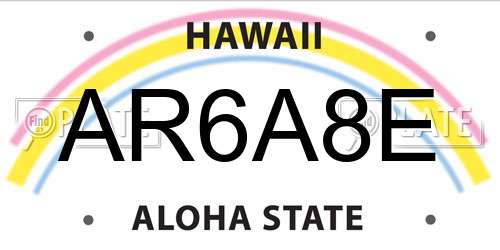 AR6A8E Hawaii License Plate