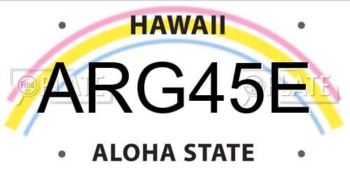 ARG45E Hawaii License Plate