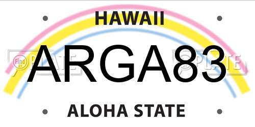 ARGA83 Hawaii License Plate