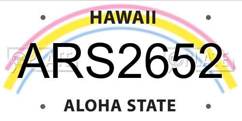 ARS2652 Hawaii License Plate