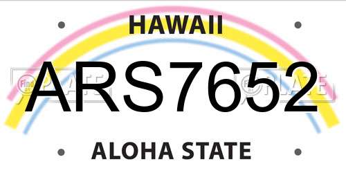 ARS7652 Hawaii License Plate