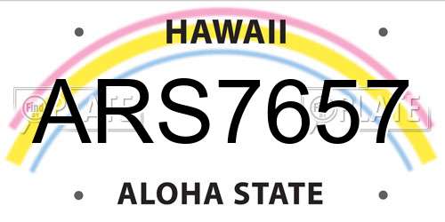 ARS7657 Hawaii License Plate