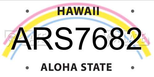 ARS7682 Hawaii License Plate