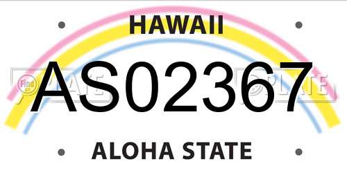 AS02367 Hawaii License Plate