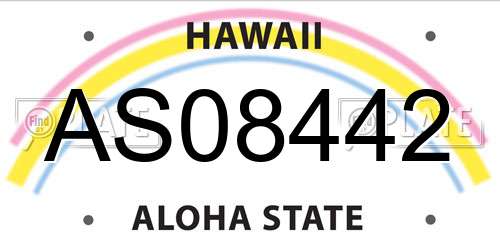 AS08442 Hawaii License Plate