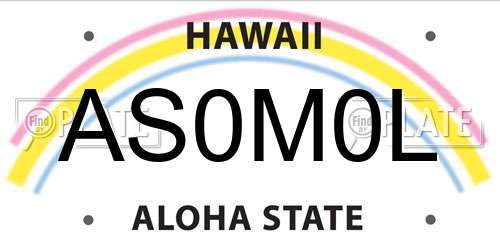 AS0M0L Hawaii License Plate