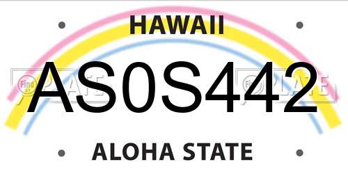 AS0S442 Hawaii License Plate