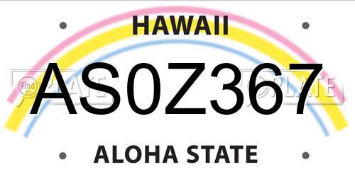 AS0Z367 Hawaii License Plate
