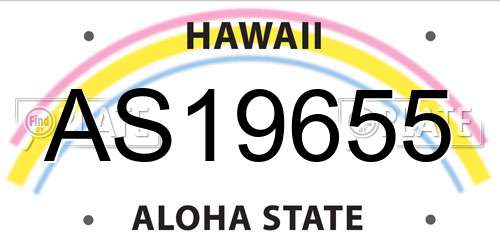 AS19655 Hawaii License Plate