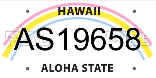 AS19658 Hawaii License Plate