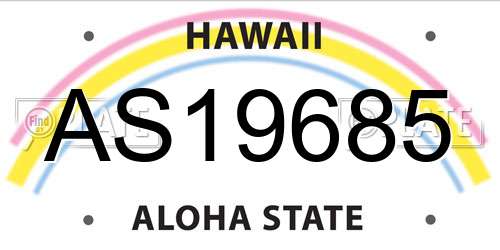 AS19685 Hawaii License Plate