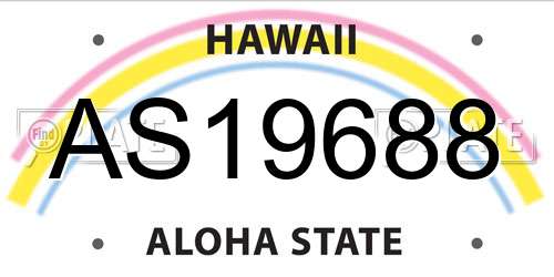 AS19688 Hawaii License Plate