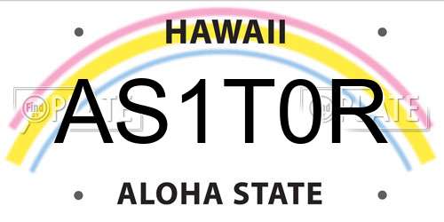 AS1T0R Hawaii License Plate