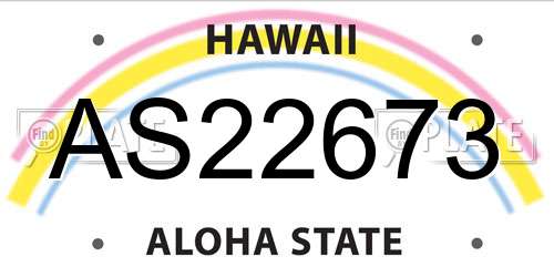 AS22673 Hawaii License Plate