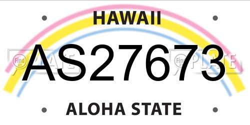 AS27673 Hawaii License Plate
