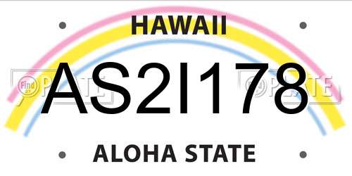 AS2I178 Hawaii License Plate