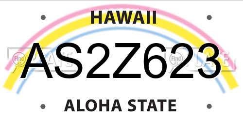 AS2Z623 Hawaii License Plate