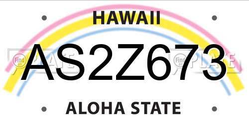 AS2Z673 Hawaii License Plate