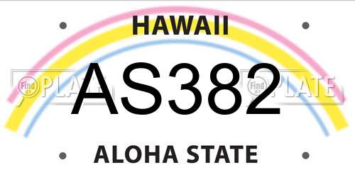 AS382 Hawaii License Plate