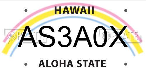 AS3A0X Hawaii License Plate