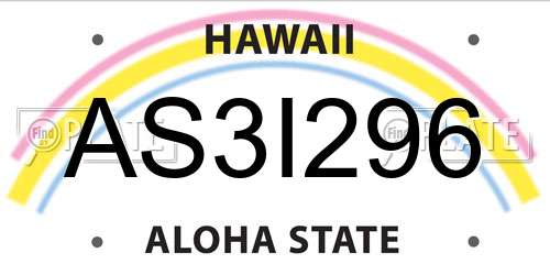 AS3I296 Hawaii License Plate