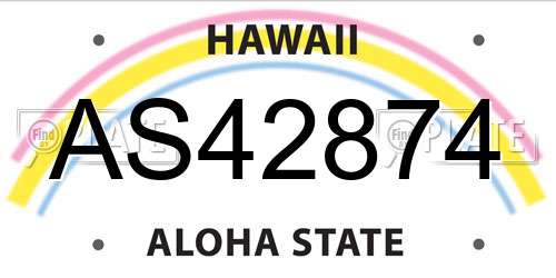 AS42874 Hawaii License Plate