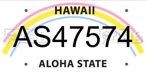 AS47574 Hawaii License Plate