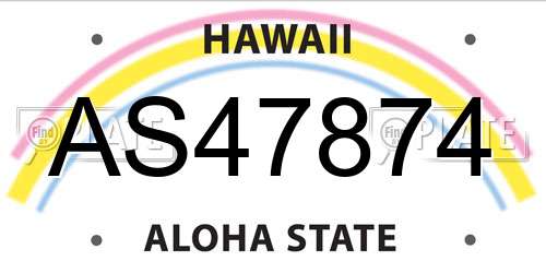 AS47874 Hawaii License Plate