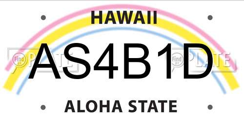 AS4B1D Hawaii License Plate
