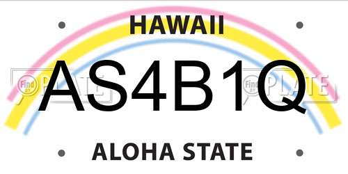 AS4B1Q Hawaii License Plate