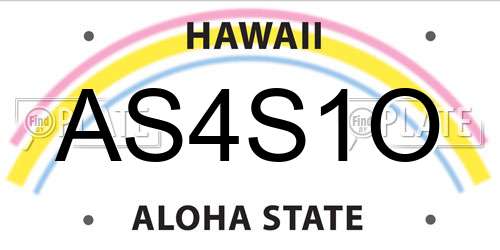 AS4S1O Hawaii License Plate