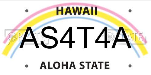 AS4T4A Hawaii License Plate