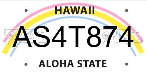 AS4T874 Hawaii License Plate