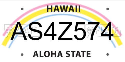 AS4Z574 Hawaii License Plate
